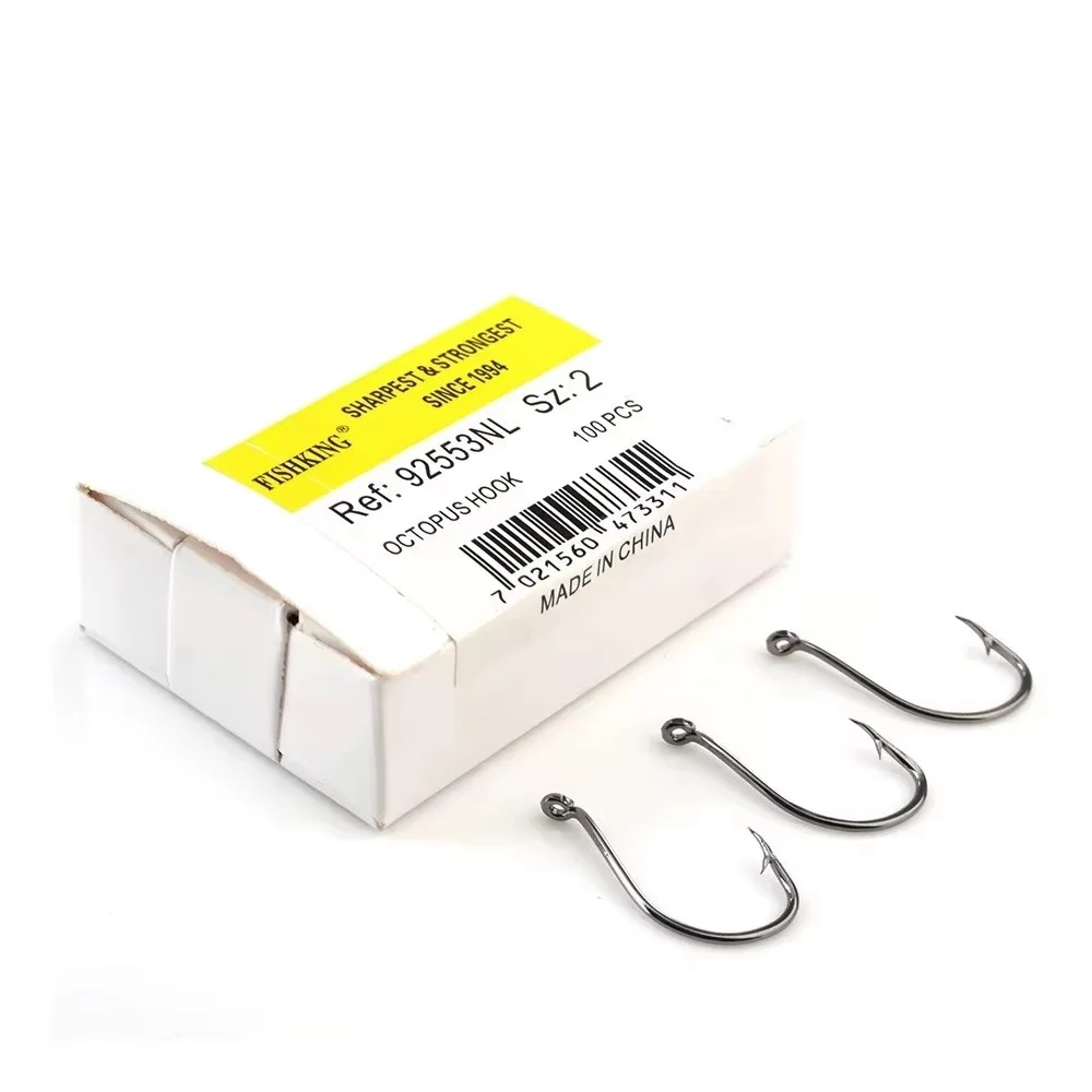 NGB 92553NL 50-100PCS Anzuelo de pesca de hierro inoxidable anillado 3/0 # -5 #   Anzuelo de pesca con púas afiladas de pulpo Baitholder - imagen 3