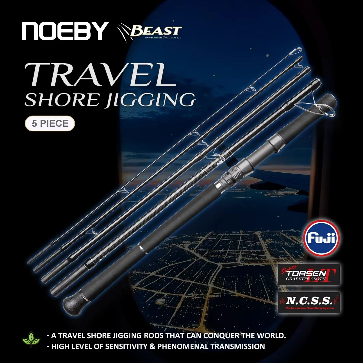 Noeby Beast Travel Shore Jigging caña 2,7-2,9m arrastre 10kg Fuji