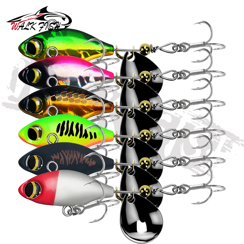 Señuelos de pesca WALK FISH, cebo giratorio de Metal VIB con vibración, cuchara giratoria, 7g, 10g, 14g, plantillas para trucha, pesca de invierno, aparejos de cebos duros - imagen 5