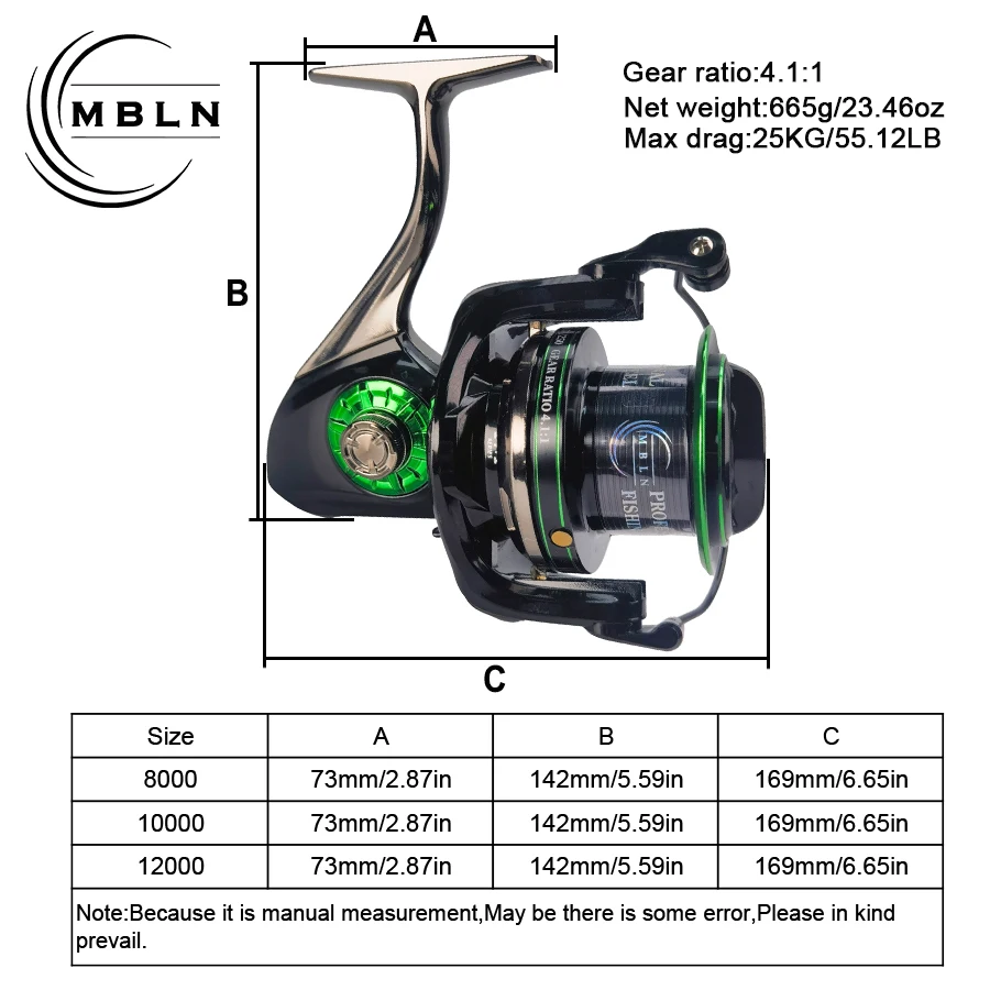 Carrete de pesca giratorio 12000 – Jigging y trolling en agua salada - imagen 3