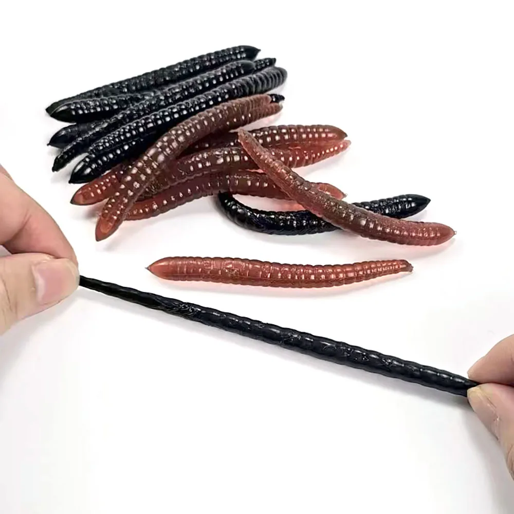 10 Uds. De cebo suave de gusano de 80mm y 2,6g, olor a sal de lombriz de tierra, impulso realista, fideos suaves de alta elasticidad, señuelo de gusano duradero - imagen 4