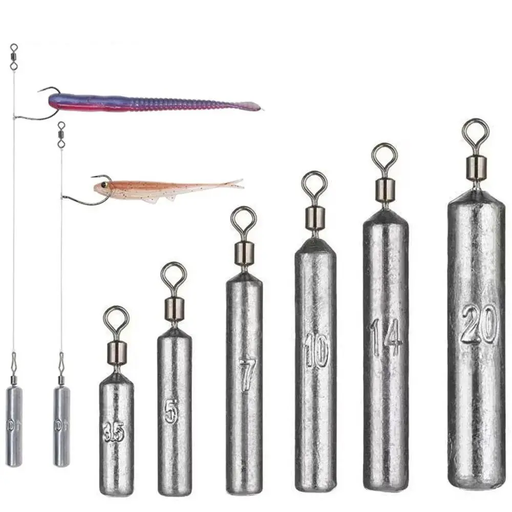 Juego de cebos de pesca de forma cilíndrica, accesorios de plomo, anzuelo, cebo, pesas de pesca, 3,5g-20g con conector, 10 unids/set - imagen 3