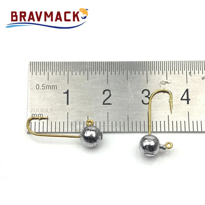 10 unids/lote Mini anzuelos de púas con cabeza de Color dorado, anzuelo con cabeza de plomo, señuelos con cabeza de plantilla, señuelos blandos, anzuelo de pesca, anzuelos de pesca - imagen 5