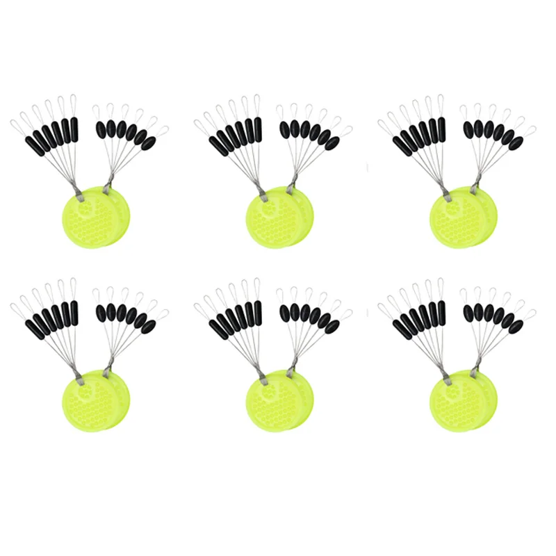 Flotador de pesca de 10 grupos, 60 uds., goma de silicona, frijol espacial, carpa marina, pesca con mosca, tapón ovalado de goma negra, flotador de pesca Bobber - imagen 3