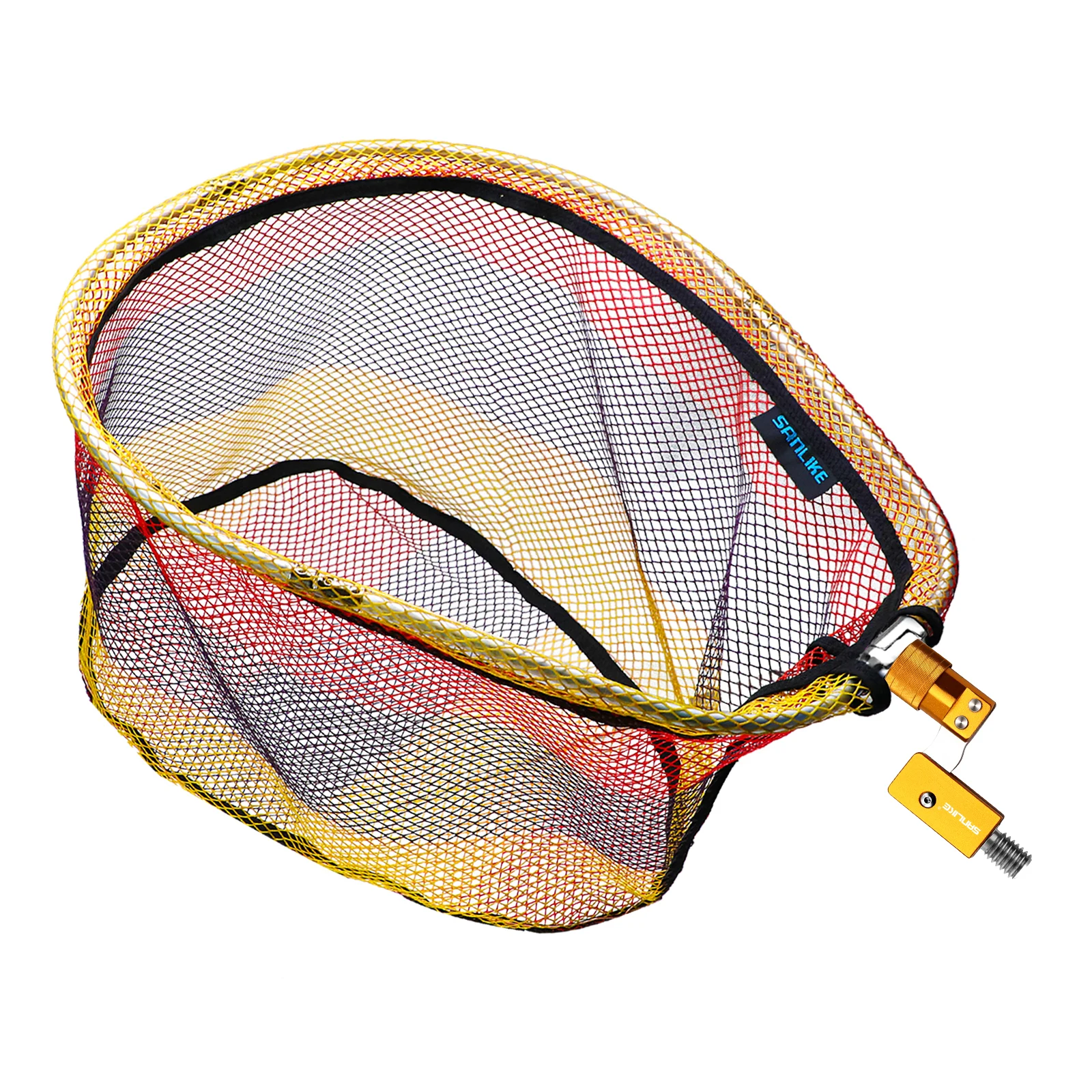 Red de pesca de Color SANLIKE y adaptador de aleación de aluminio de 1/2 pulgadas y 12 mm, marco plegable, red de inmersión de nailon, accesorios de pesca de red de aterrizaje