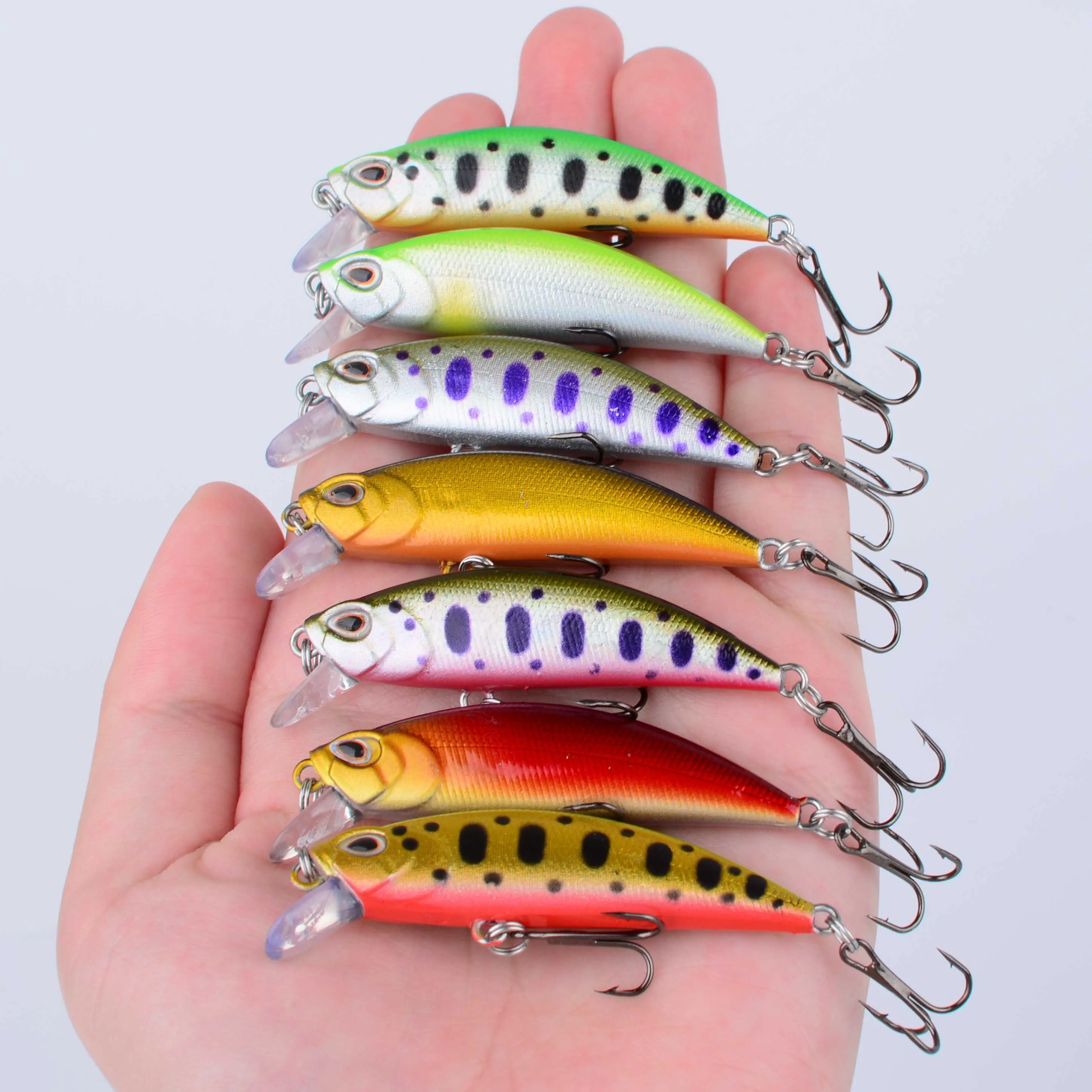 Señuelo de pesca de pececillo que se hunde, cebos duros artificiales, Crankbait, Wobblers, trucha, lubina, 15 Uds. - imagen 3