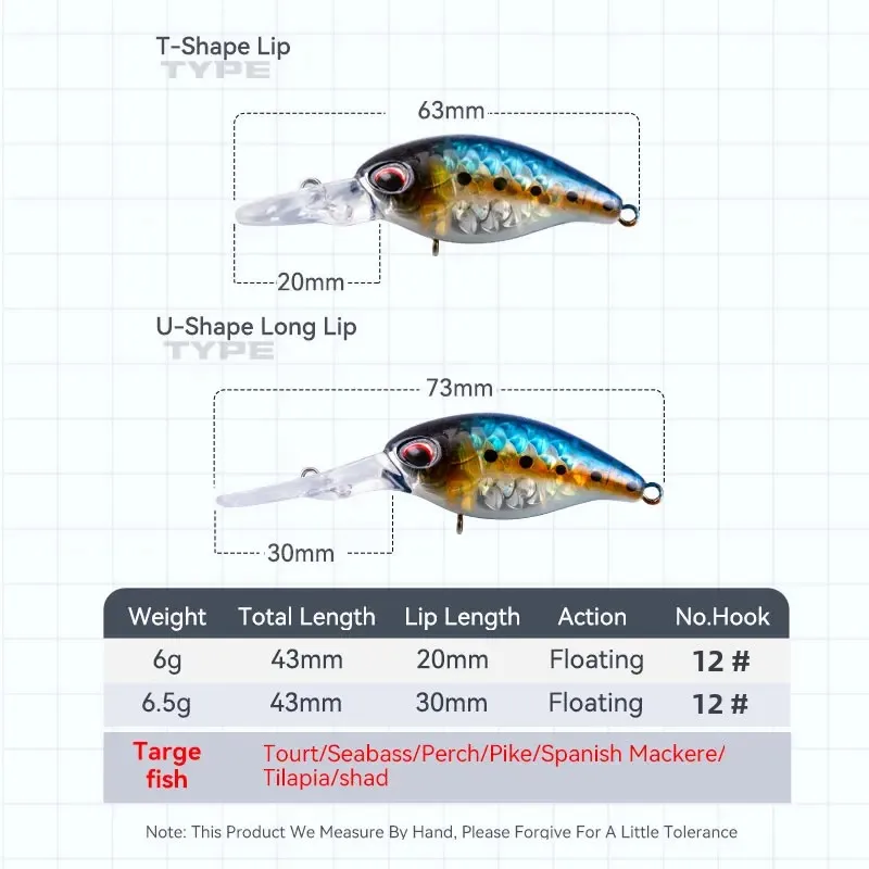 KINGDOM pececillo flotante 6g 6,5g Crankbait Wobblers Jerkbait cebo duro Artificial para trucha lubina perca Lucio aparejos de pesca señuelos - imagen 2