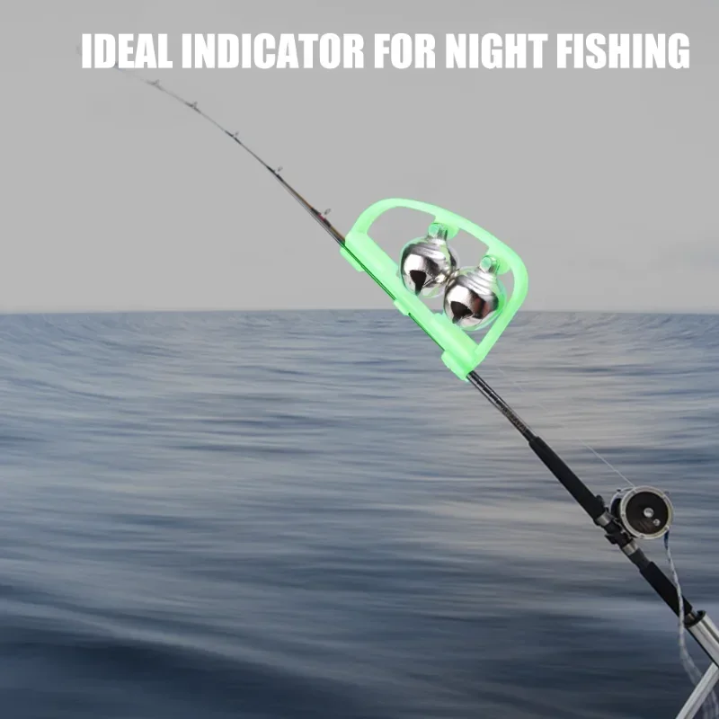 Luz luminosa de doble campana, herramientas de Pesca nocturna con Clip, alarma de mordida de caña, accesorios de aparejos de Pesca rápidos portátiles, 5 unidades por lote - imagen 3