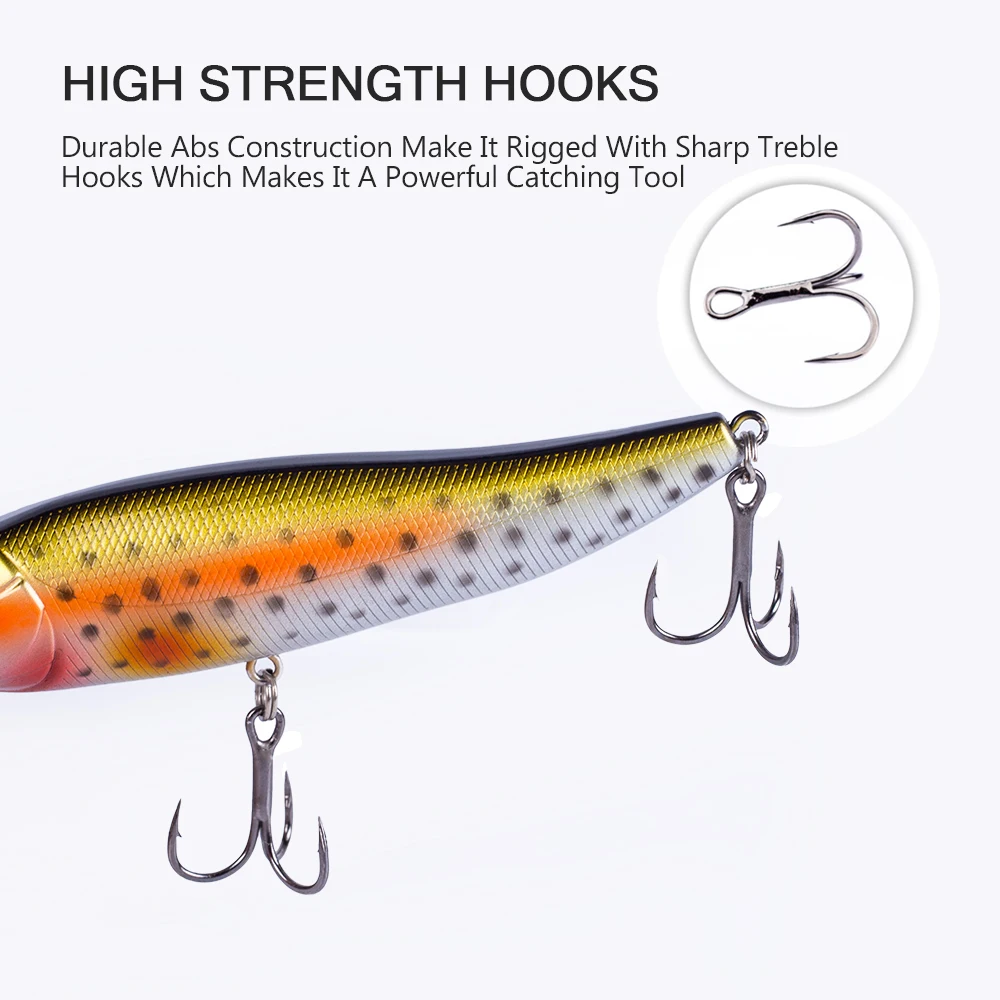 Hanlin Popper 10cm 14,5g señuelo de pesca caminar el sonajero del perro Wobble Topwater Stickbaits flotante plástico Crankbait aparejos de lubina - imagen 4