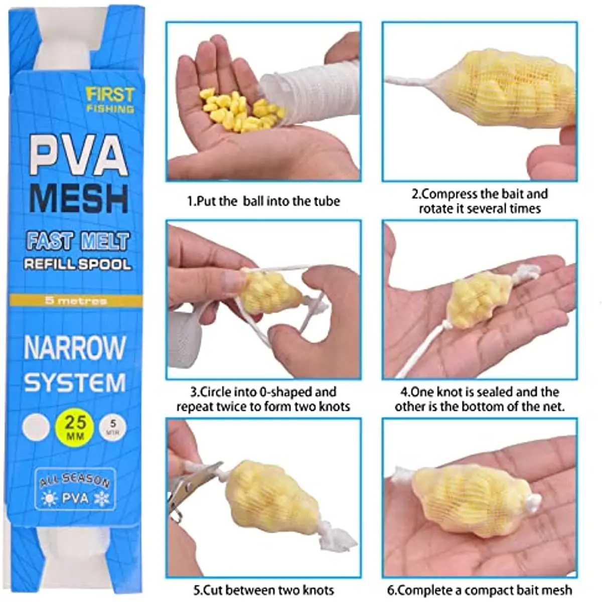 Comederos de pesca de 5M, bolsas de PVA, redes de disolución de agua, aparejo de pelo de pesca de carpa, cebo de recarga, malla de PVA, aparejos de accesorios, 2 paquetes - imagen 5
