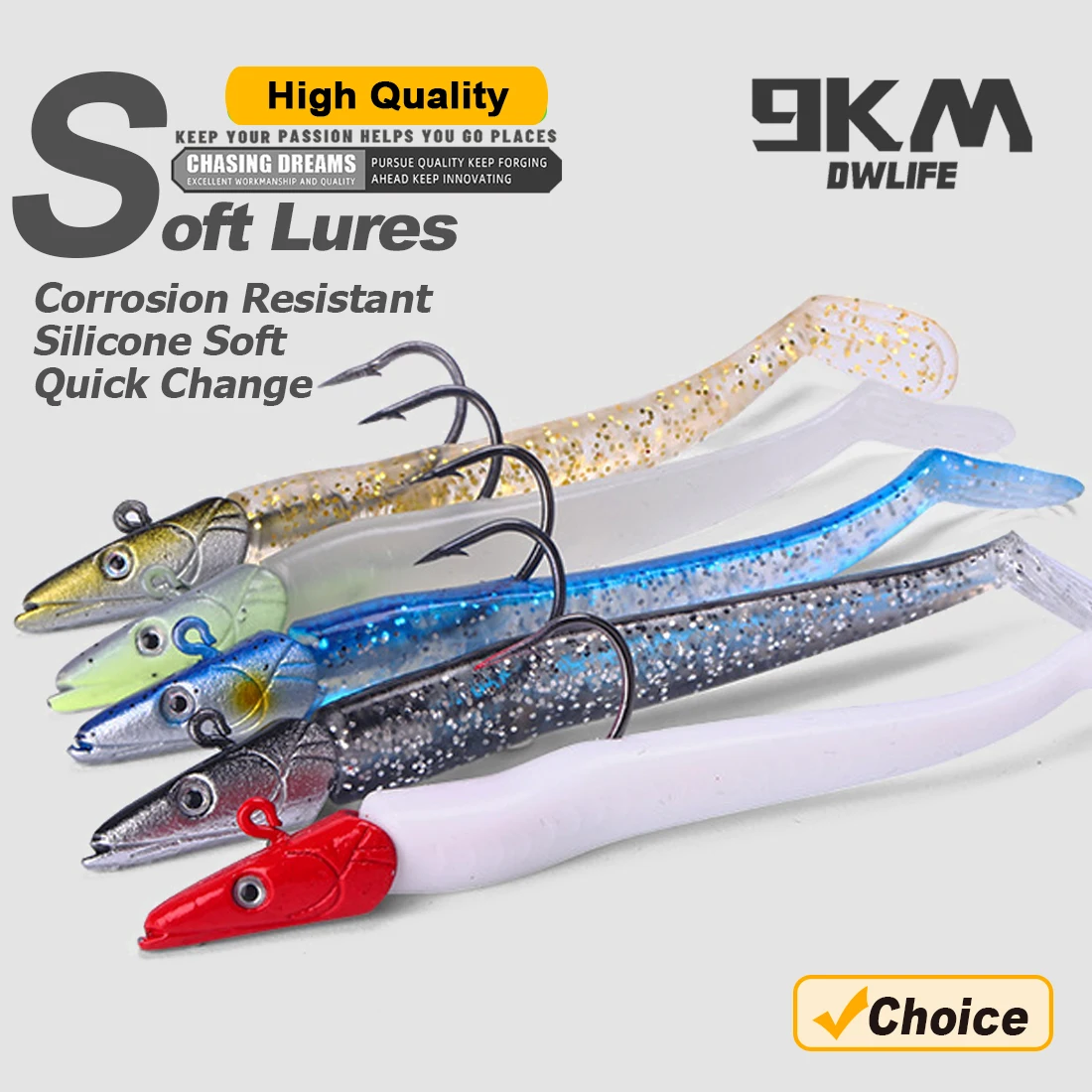 9KM 1 ~ 5 uds 12,5 cm 22g señuelo suave de pesca cabeza de anzuelo de agua salada señuelo de pesca Swimbait con gancho para agua dulce