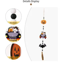 Colgantes Halloween madera – Calabaza, gnomo y fantasma para decoración pared