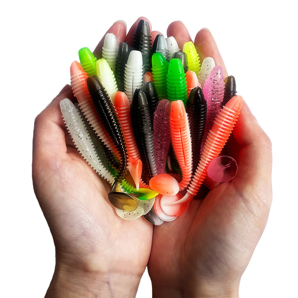 Cebos blandos de silicona para suministros de pesca, cebo de pesca Artificial, productos Wobbler, Kit de peces falsos deportivos, 1-100 Uds. - imagen 4