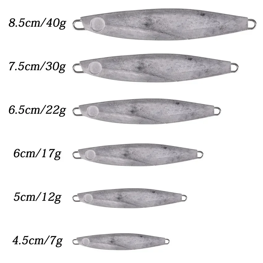 20 piezas plantillas de Metal fundido sin pintar, señuelos tipo cuchara, 40g, 30g, 22g, 17g, 14g, 10g, Jigging de fundición a tierra, señuelo de pesca en blanco, Jig Bait Bass Pike - imagen 3