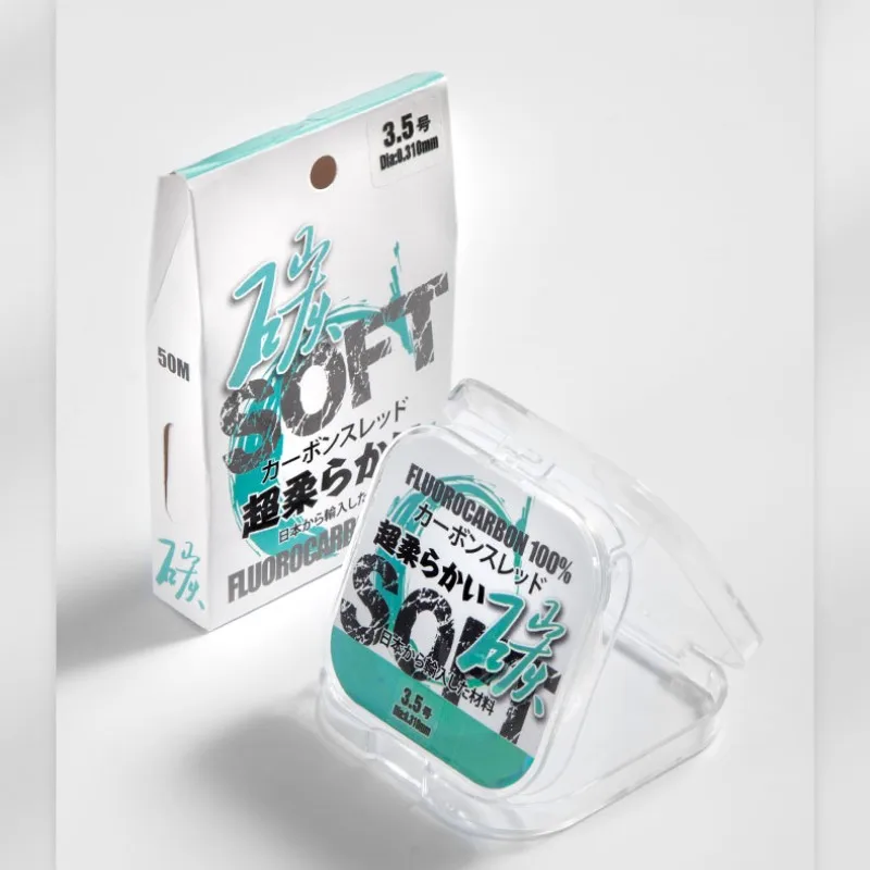 Línea de Pesca de fluorocarbono 100% japonesa de 50M, línea de fibra de carbono, monofilamento suave, línea líder de alambre de carpa, Pesca - imagen 2