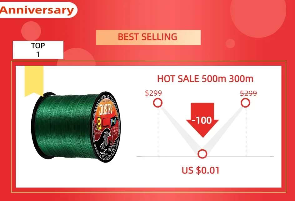 ¡Descubra la línea de pesca más vendida de 500m y 300m con un precio especial de venta caliente de $ 299!
