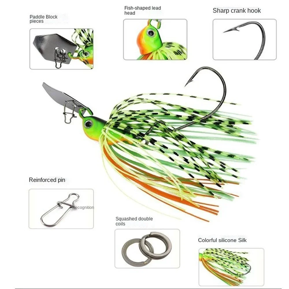 6 uds Chatter cebo giratorio vibratorio cebo hoja Jig bailarina señuelo de pesca sin malezas Buzzbait Wobbler depredador lubina Pike Walleye pescado - imagen 4