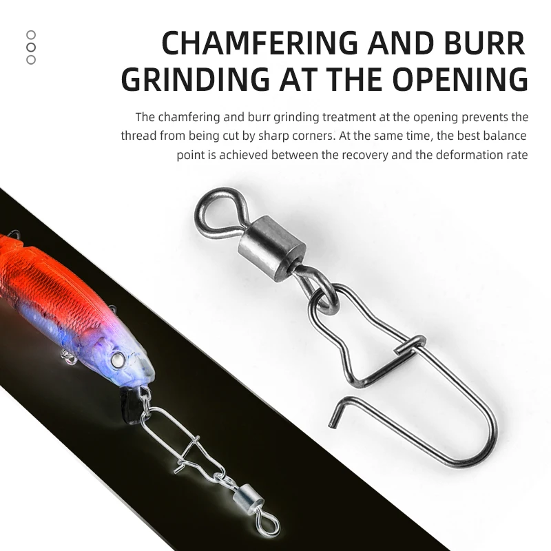 BEARKING-señuelo de anzuelo de Lucio, accesorios de pesca, Pin conector, rodamiento giratorio, acero inoxidable, aparejos giratorios a presión, 50 piezas - imagen 3
