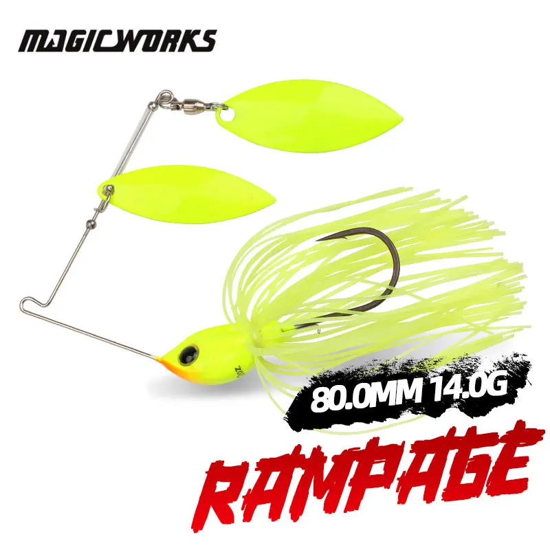 Señuelo de Pesca Magic Works de 1/2oz, cebo giratorio, suministros de cuchillas, nuevos señuelos giratorios, falda de silicona, accesorios de cebo Artificial, Pesca