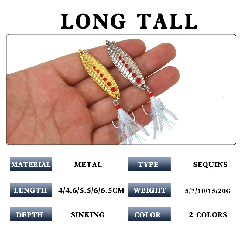 Gancho único de lentejuelas a escala de Metal, pluma de ranura de sangre, tres ganchos, cebo falso para cebo, conjunto de Señuelos de Pesca - imagen 2