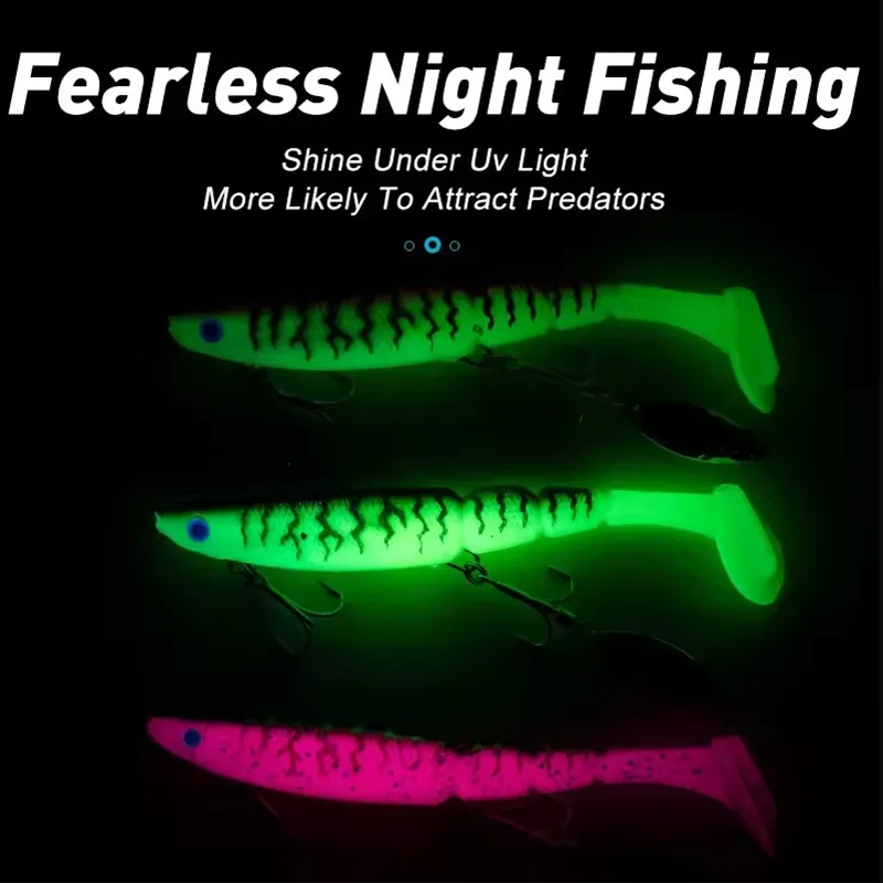 Señuelo de pesca multiinodal WL005, 35g, 130mm, Swimbait, anzuelo triple con cola en T de agua dulce, aparejos de plástico de silicona Barracuda - imagen 5