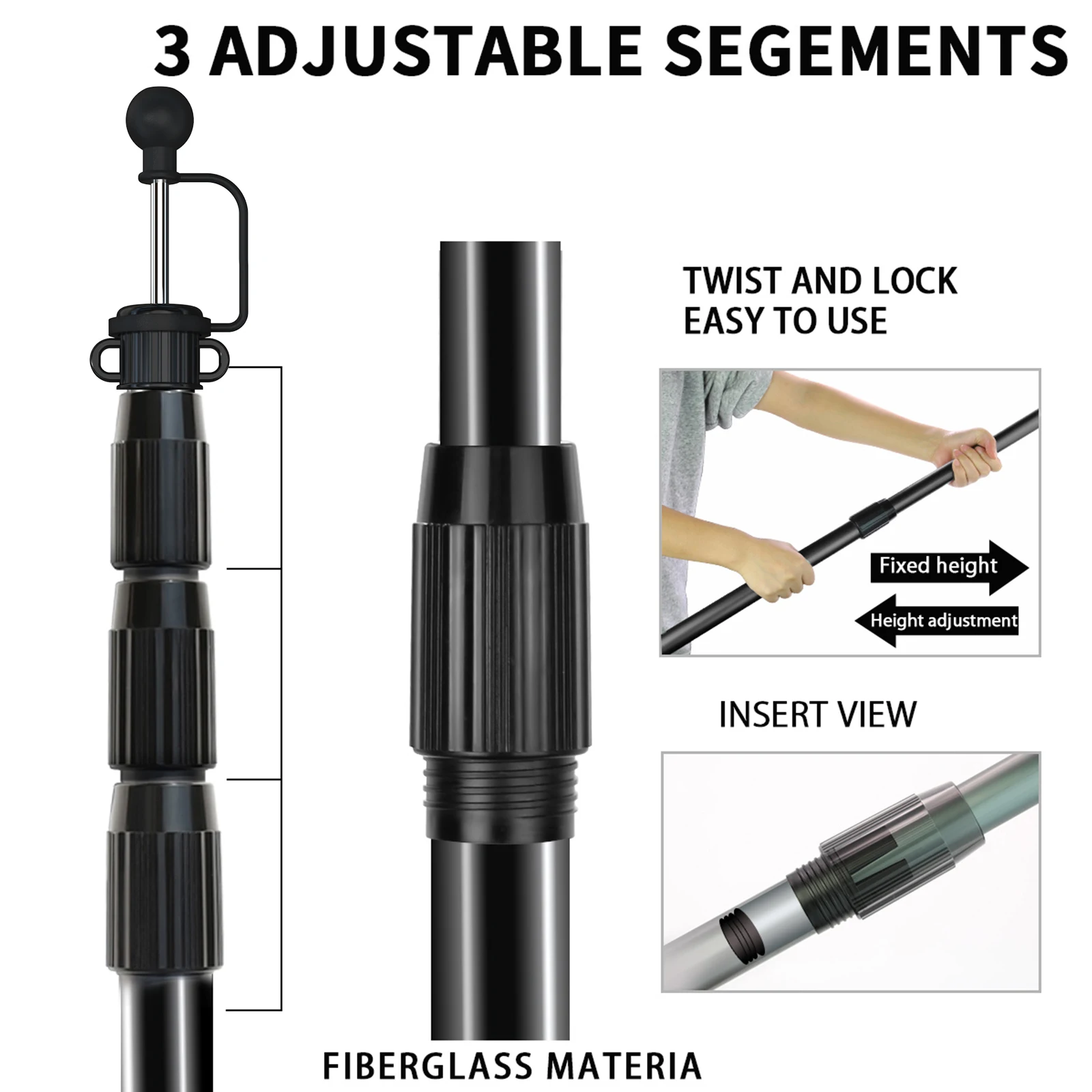 SANLIKE 2,5 m 2 uds postes retráctiles de fibra de vidrio para tienda portátil resistente a la corrosión para toldo de Camping lona herramientas al aire libre - imagen 4