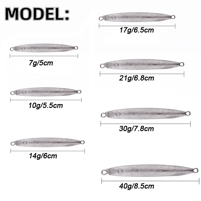 20 piezas plantilla de Metal en blanco, Jigging de fundición a tierra, señuelo sin pintar, 7g-40g, señuelos tipo cuchara, plantillas de pesca de agua salada, aparejos de cebo Artificial - imagen 2