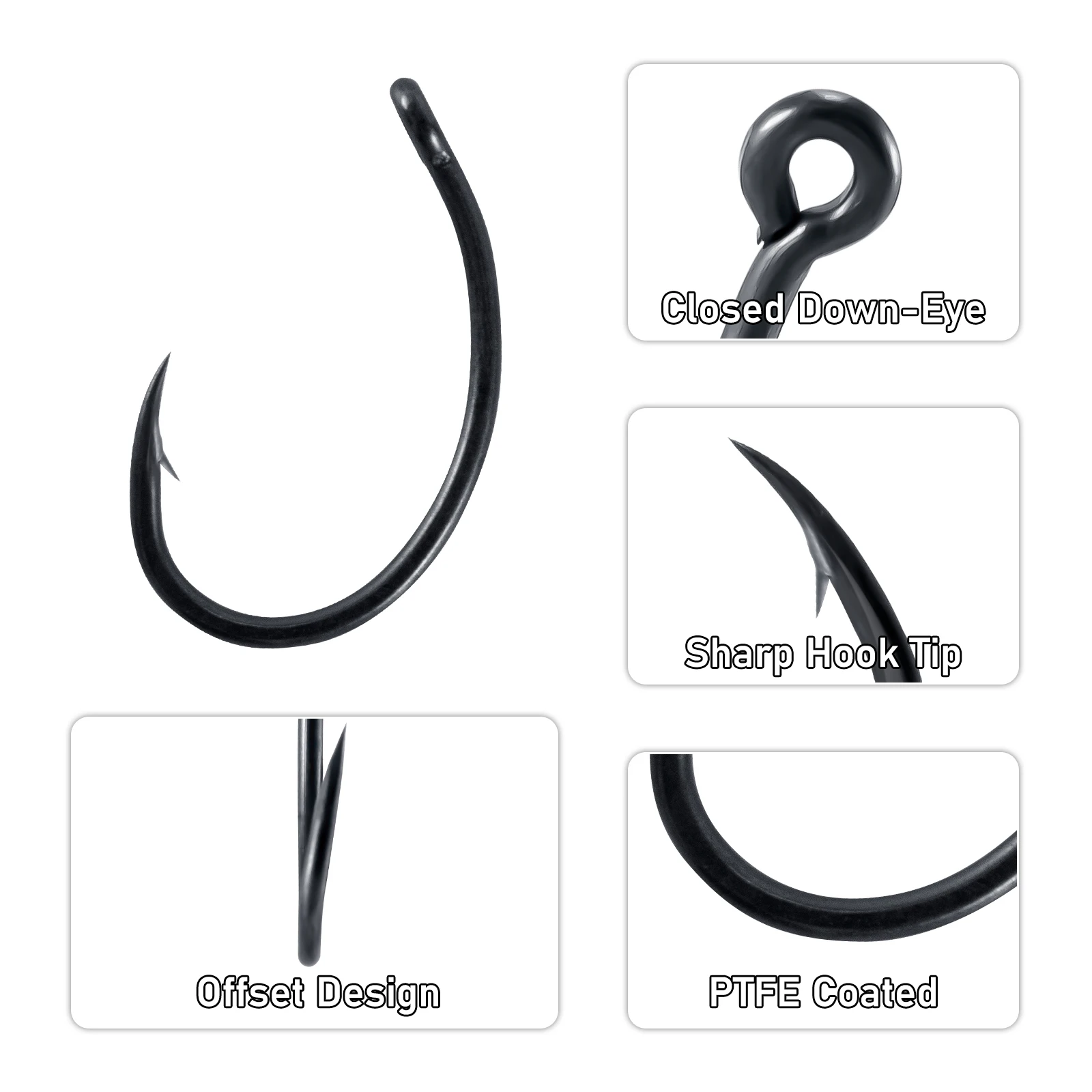 Anzuelo Offset PTFE Vástago Curvo Sin Púas para Carpa Chod - imagen 4