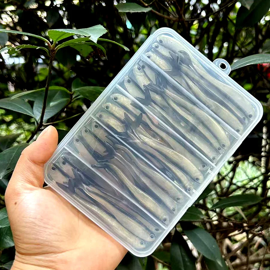 Wobbler delineador fácil para pesca de Lucio, señuelos de cola, cabeza de plantilla, cebo Artificial, gusanos de goma blanda, carpa, Tiro en gota, Swimbait, 30 unids/lote por caja - imagen 2