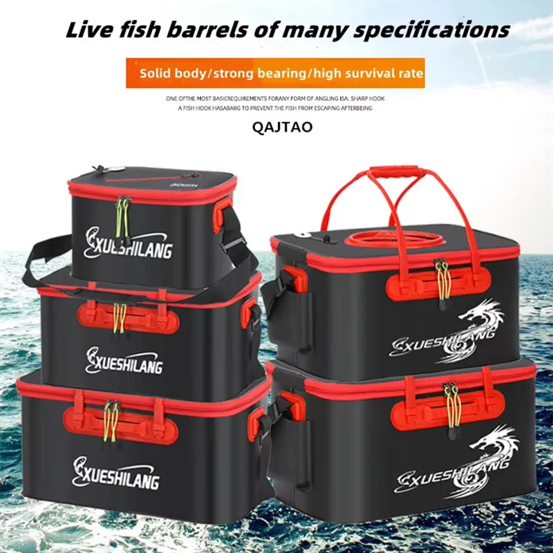 Cubo de pesca plegable y grueso, cubo para peces vivos sin bomba de oxígeno, tanque de agua portátil EVA, pesca al aire libre, caja para peces vivos - imagen 2