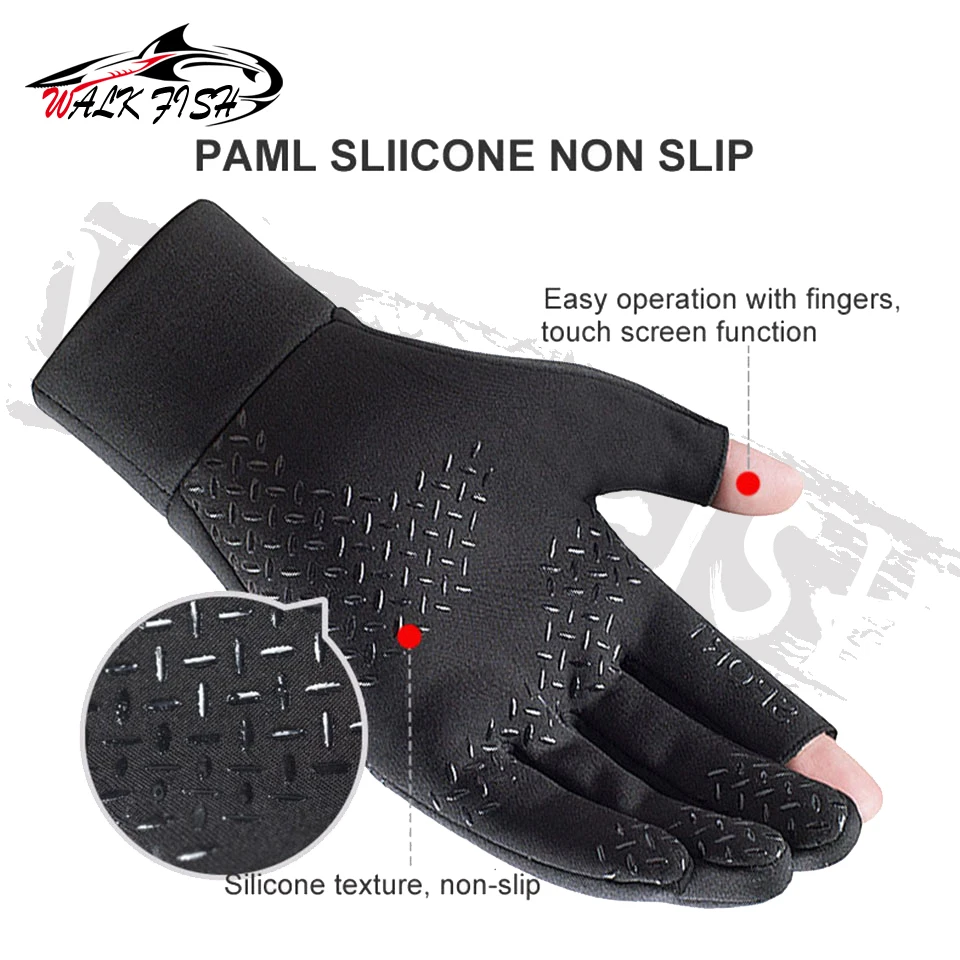 WALK FISH-Guantes Térmicos de lana a prueba de viento para hombre y mujer, manoplas impermeables antideslizantes para deportes de pesca, ciclismo, correr, pantalla táctil - imagen 4
