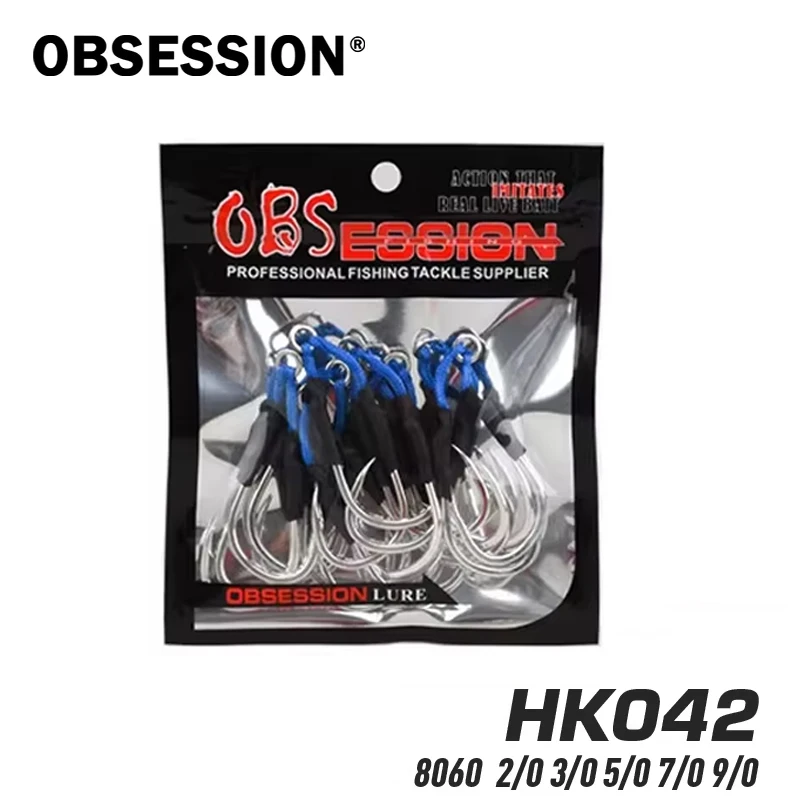 OBSESSION HK042 10 unids/bolsa ganchos de Jigging pesados de acero rico en carbono 360 °   Gancho versátil de asistencia para plantilla con punta de punto de corte de sangre 8060CP - imagen 2