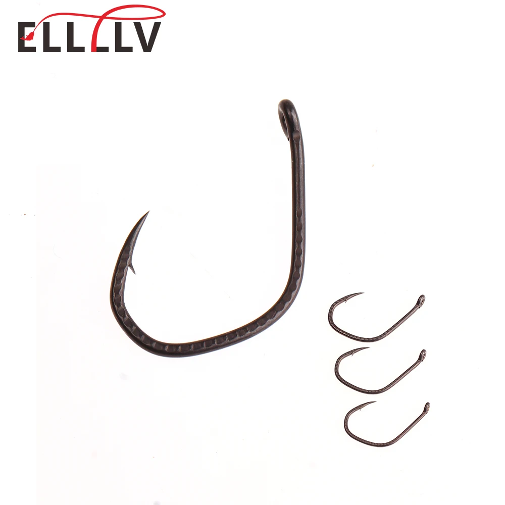 Ellllv 30 Uds 1/0 2/0 3/0 anzuelo loco reforzado negro mate manivela de acero alto en carbono anzuelo de gusano aparejo de tiro aparejos de pesca de lubina - imagen 2