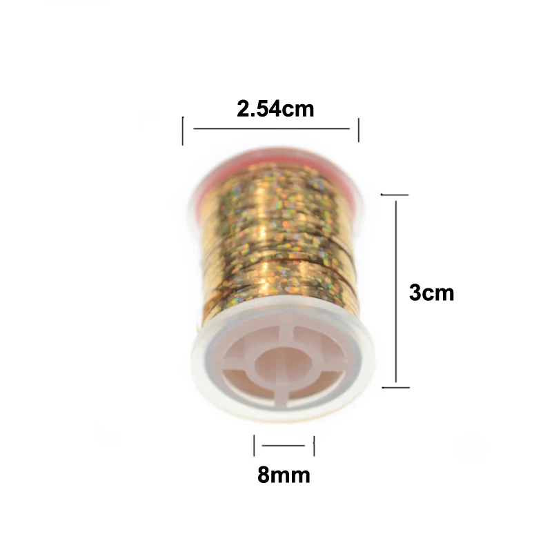 2 carretes de oropel holográfico Mylar, Material para atado de moscas para Muddler Minnow Midges, 90 metros/carrete, oropel plano, envoltorio de moscas, cuerpos - imagen 2