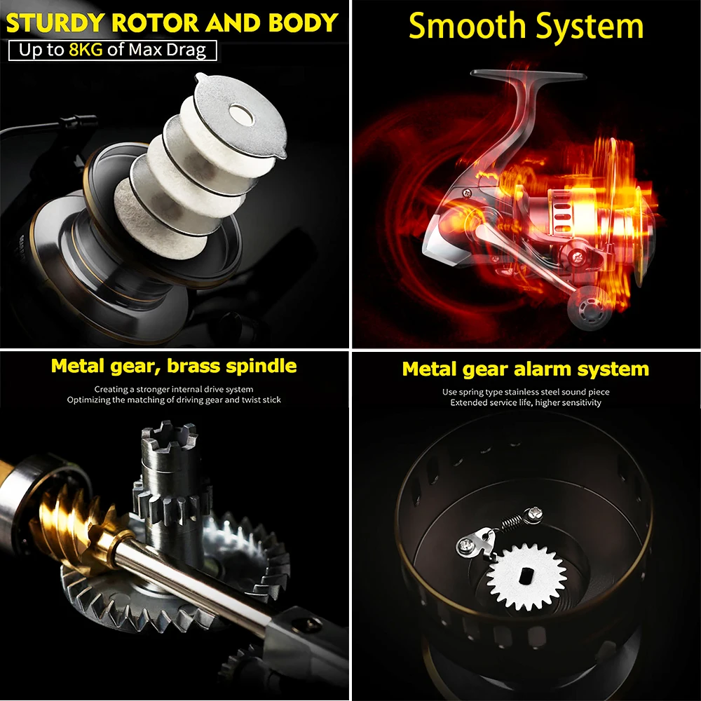 Carrete de pesca giratorio profesional 1000-7000, carrete de Metal ultraligero 5,2: 1/4, 7:1, relación de engranaje, arrastre máximo de 8KG para agua dulce y salada - imagen 5