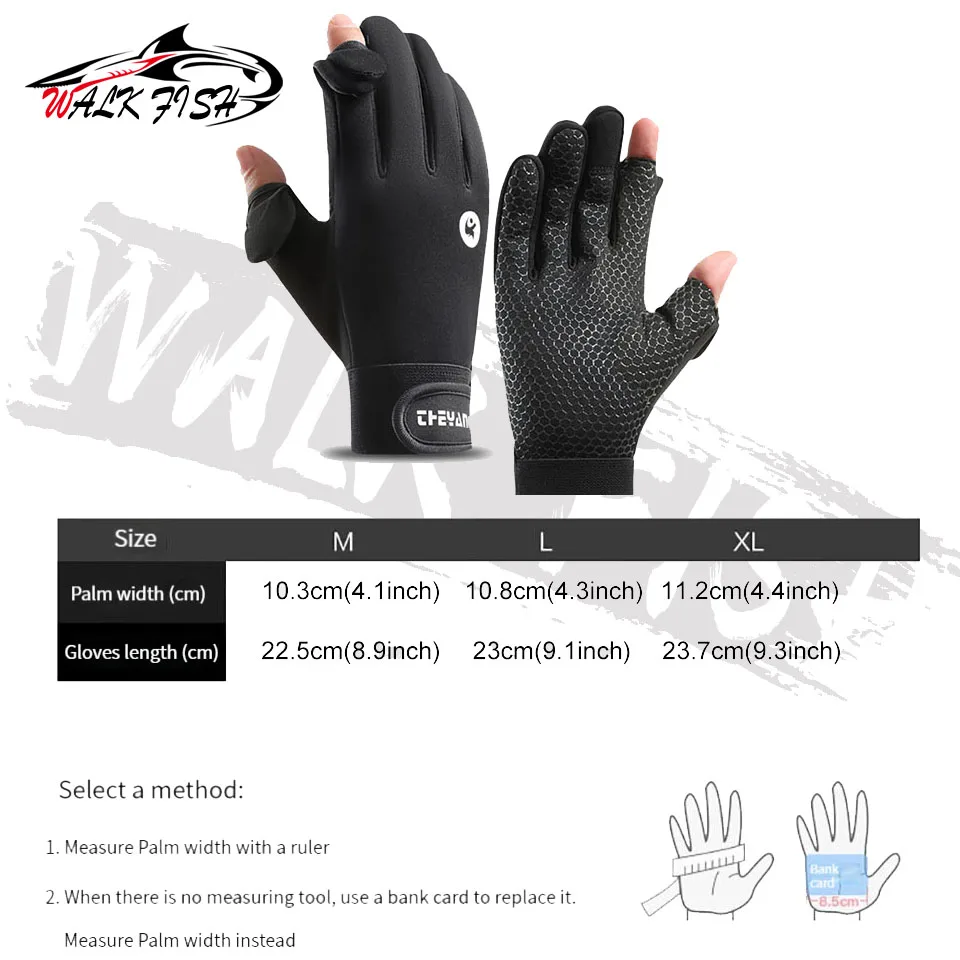 WALK FISH-guantes de pesca de invierno, Manoplas sin dedos, antideslizantes, impermeables, cálidos, para ciclismo - imagen 4