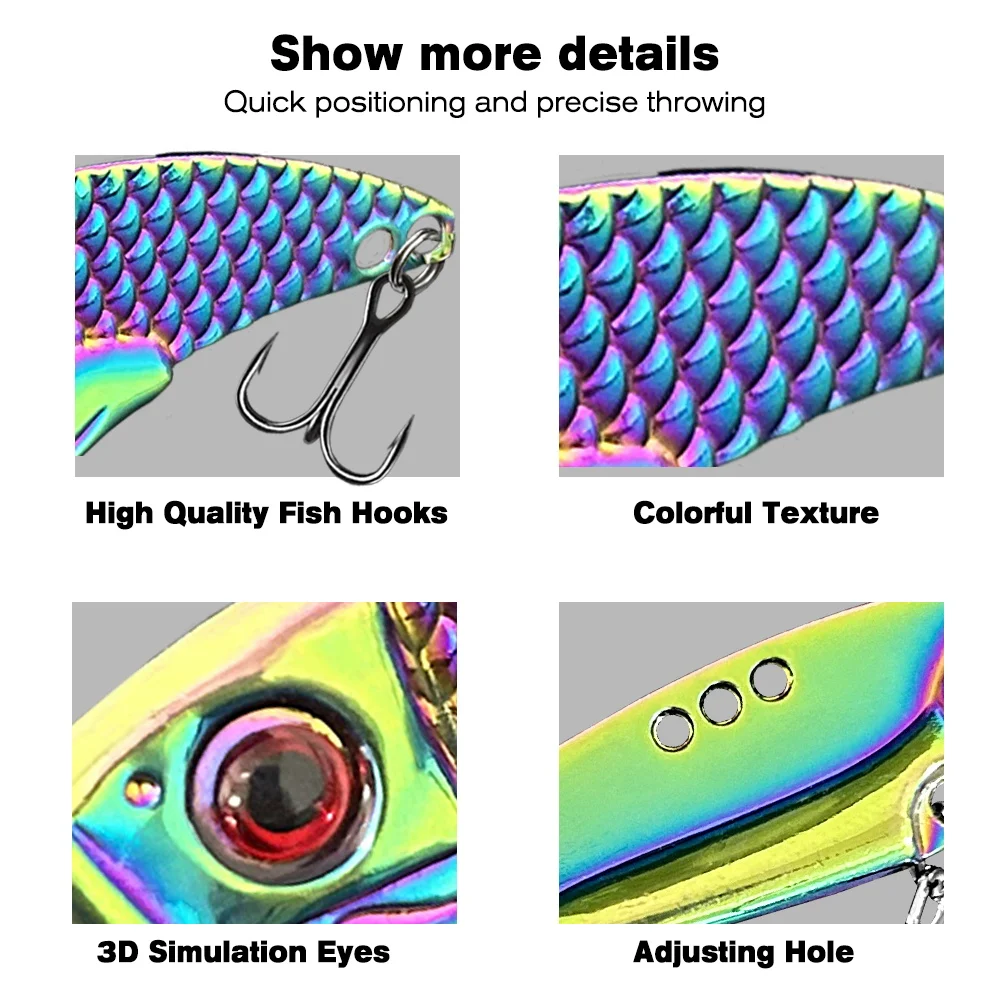 JOSBY-señuelo de Pesca de Metal Vib Blade, cebos duros de vibración que se hunden, Vibe para lubina y Lucio, cebo de Pesca de agua salada, 3-15g - imagen 5