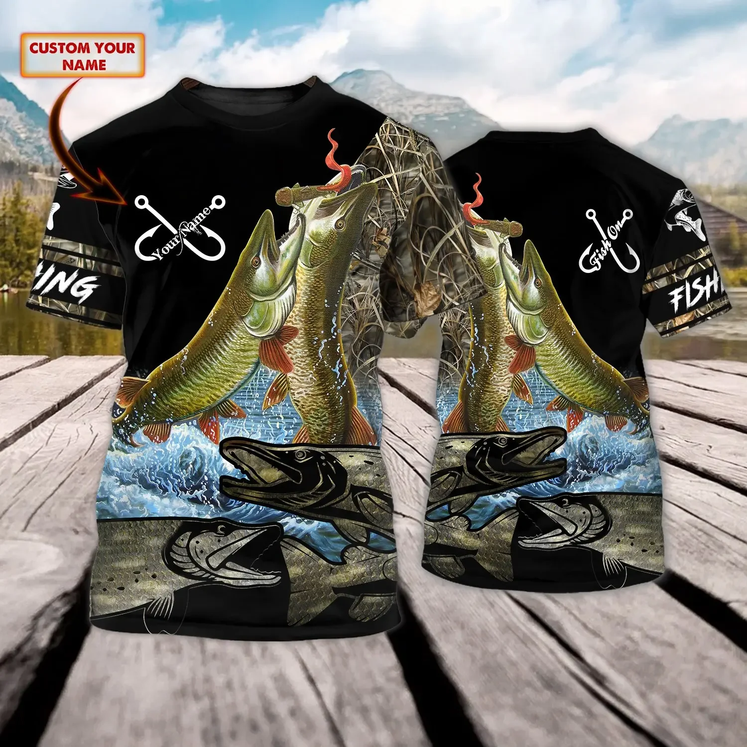 Walleye/pesca de trucha nombre personalizado 3D completamente estampado camiseta para hombre Cool verano Unisex pantalón corto Casual Camiseta de manga TX260 - imagen 5