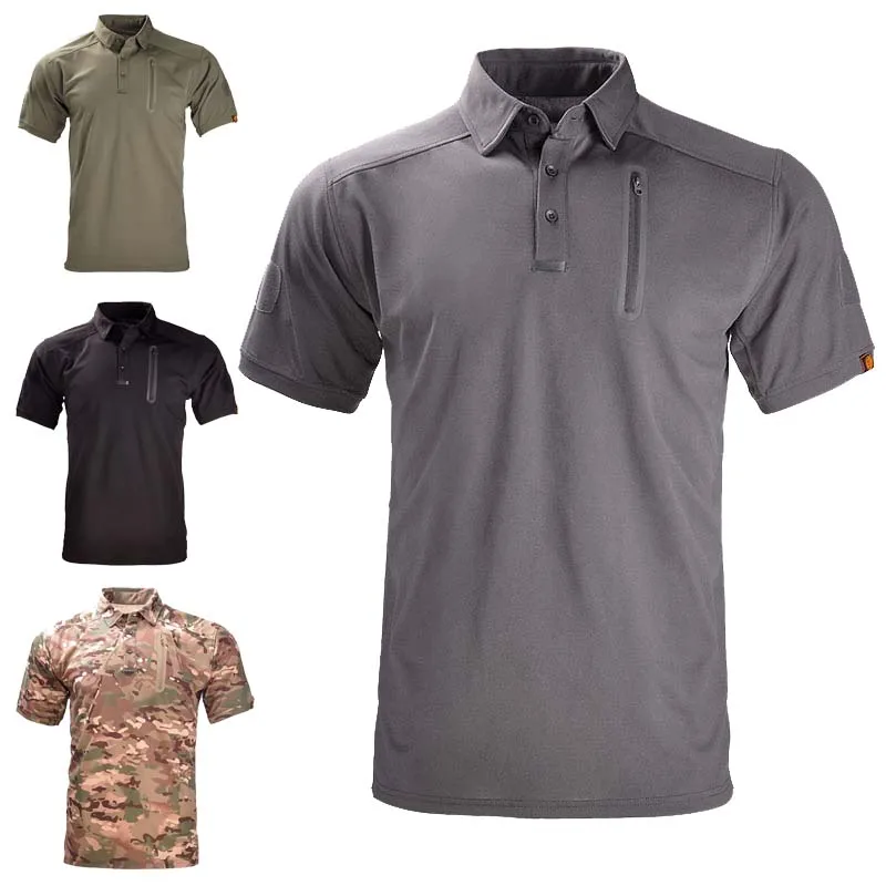 Camiseta táctica estadounidense para exteriores, camisas cortas de combate de secado rápido, camiseta de entrenamiento deportivo para senderismo, ropa transpirable para hombre, Polo - imagen 2