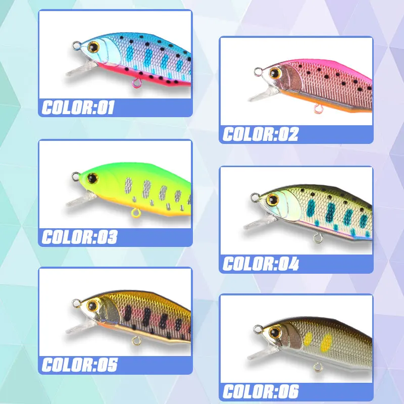 Cebos duros Magic Works Micro Minnow pesca de lubina 5,3g 52mm Jerkbait cebo Artificial Wobbler Mini señuelo de trucha pequeño pececillo hundido - imagen 4