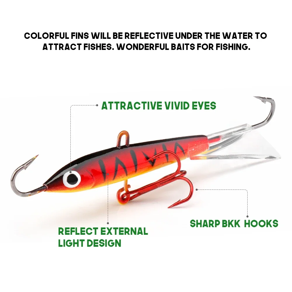 1 Uds. 82mm/18g calidad invierno hielo Jig señuelo de pesca VIB cebo falso Artificial Leurre equilibrador para pesca de carpa Lucio aparejos de perca - imagen 3