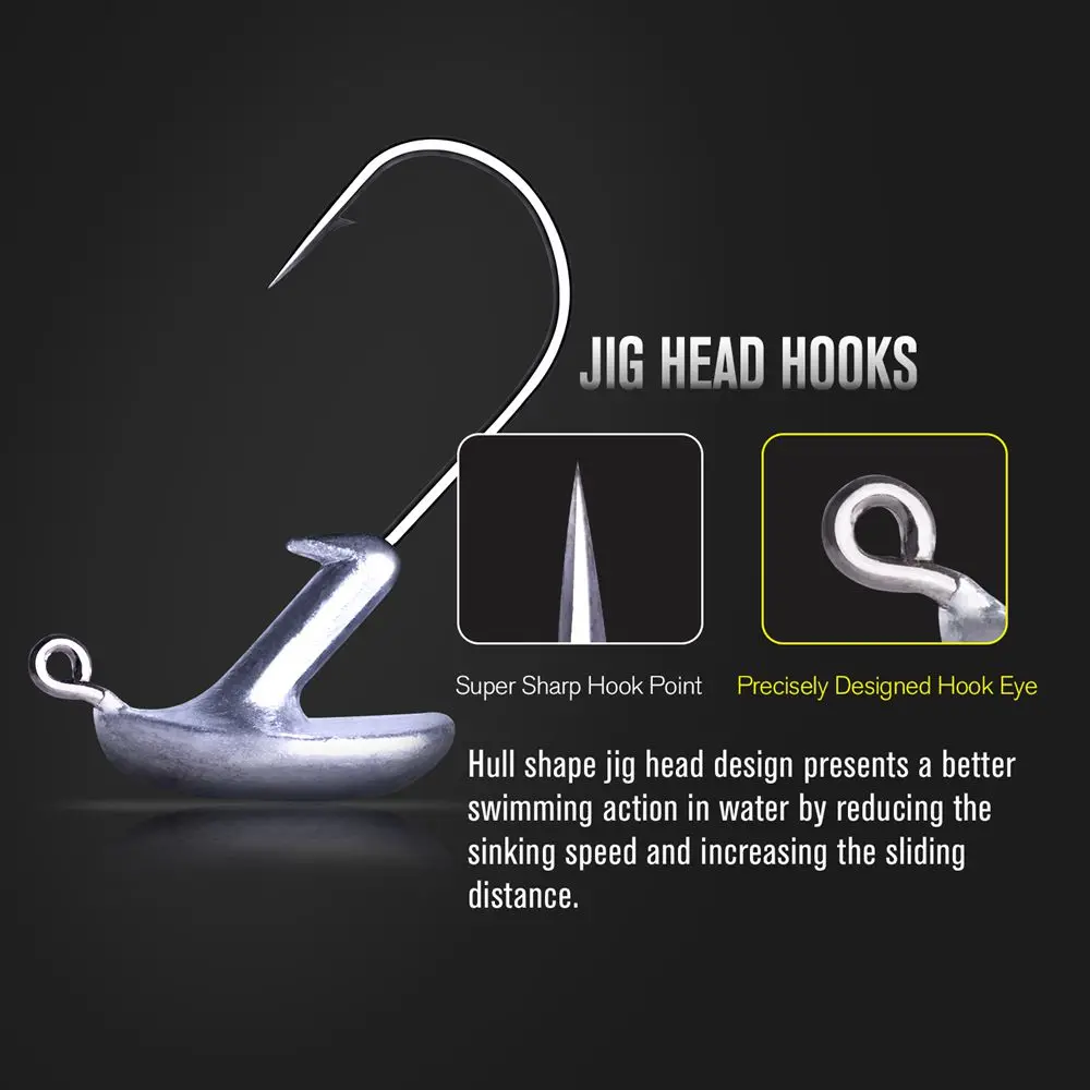 Goture-anzuelo con cabeza de anzuelo de pie, anzuelos de pesca con vaso, 3,5g, 5g, 7g, 10g, 14g, anzuelo con cabeza de plomo para pesca de trucha, salmón y lubina + caja de señuelos - imagen 4