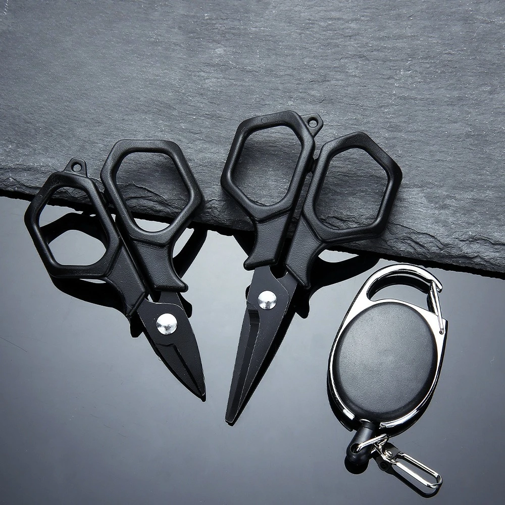 Tijeras de pesca alicates de acero inoxidable corte línea trenzada cortador de alambre de PE con llavero retráctil alicates de pesca herramientas Accesorios - imagen 2