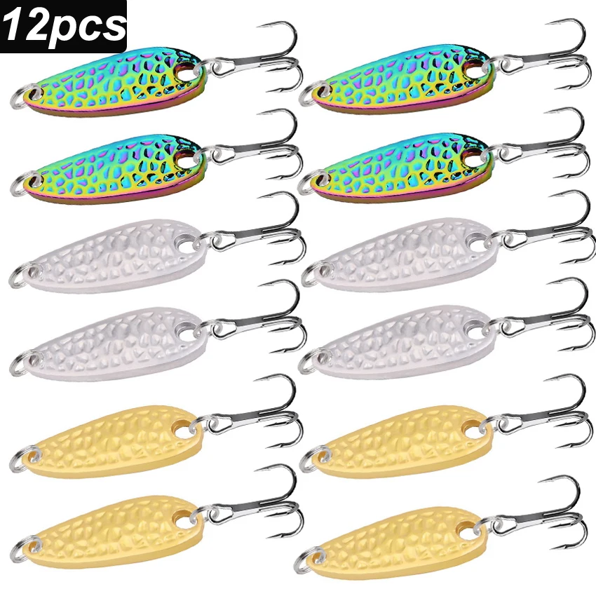 12 Uds. Señuelos de Pesca con cuchara 20g 15g 10g cebo con cuchara de Metal Isca cebo de Pesca Artificial aparejos de Pesca señuelos de trucha ﻿