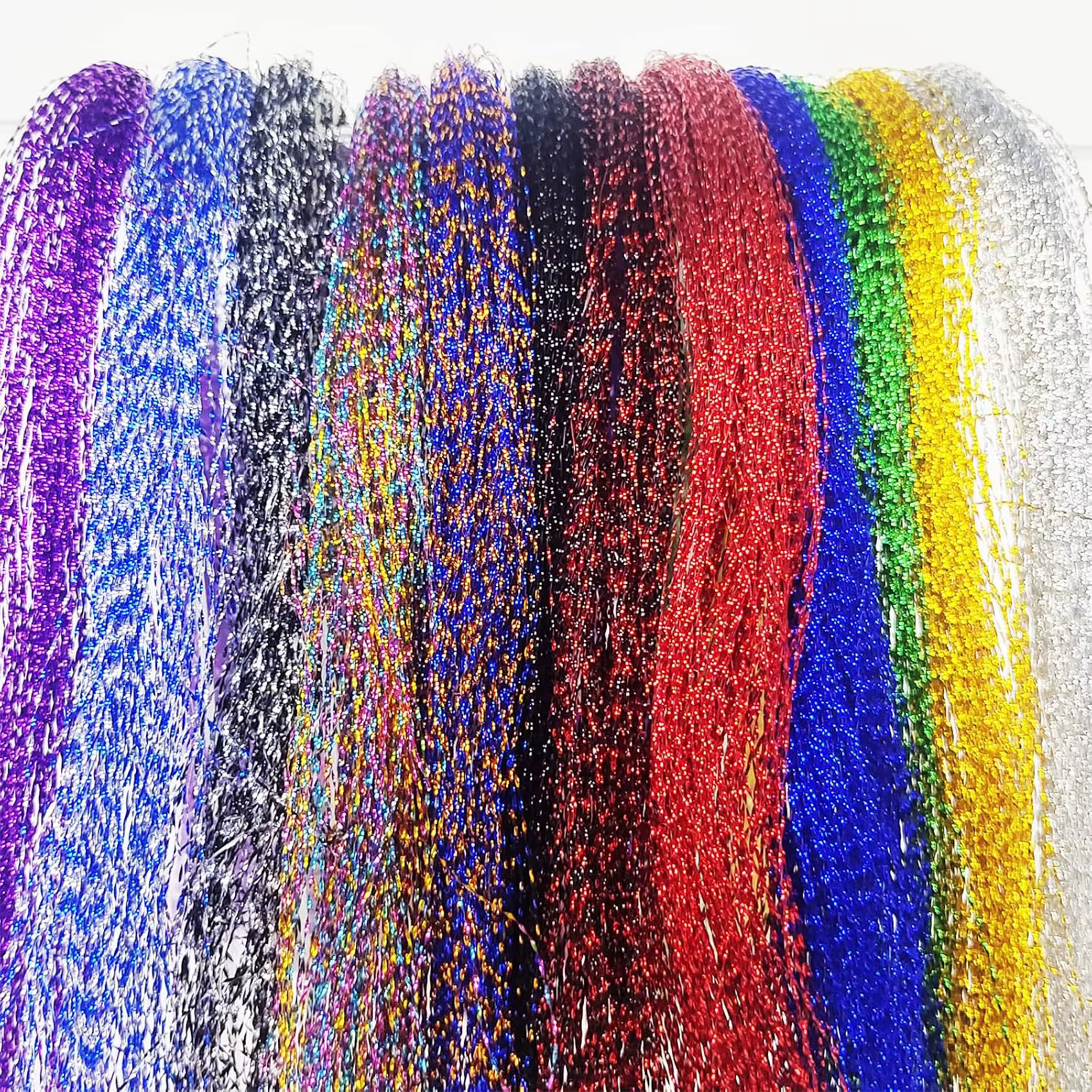 10 Uds. Línea de Flash de cristal, materiales para atar pesca con mosca, Flashabou de colores vibrantes para hacer señuelos de pesca, moscas de serpentinas húmedas secas - imagen 3