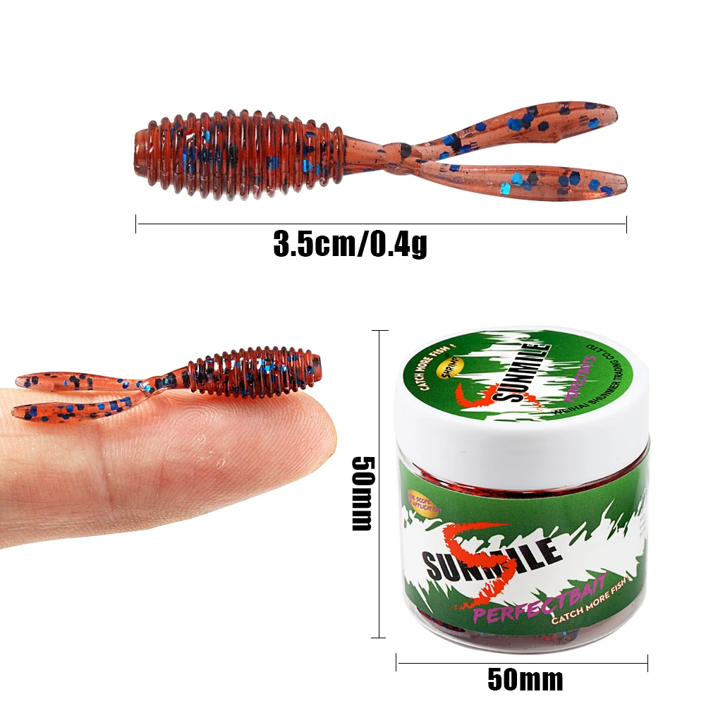 SUNMILE-cebos blandos de pesca, cebo Artificial de gusano, 35mm/0,4g, 30 unids/lote, señuelos de trucha Leurre Souple - imagen 3