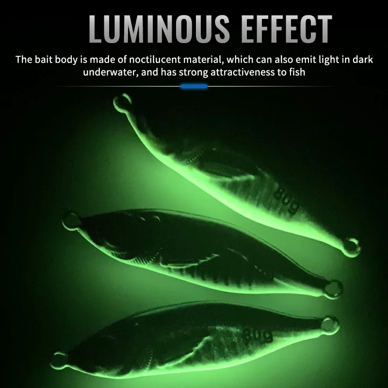 TEASER J93 4 Uds 3D impreso 30g 40g 60g 80g Little Jack S forma Micro fregadero lento Metal Shore pesca señuelo de Jigging de Metal con gancho - imagen 5