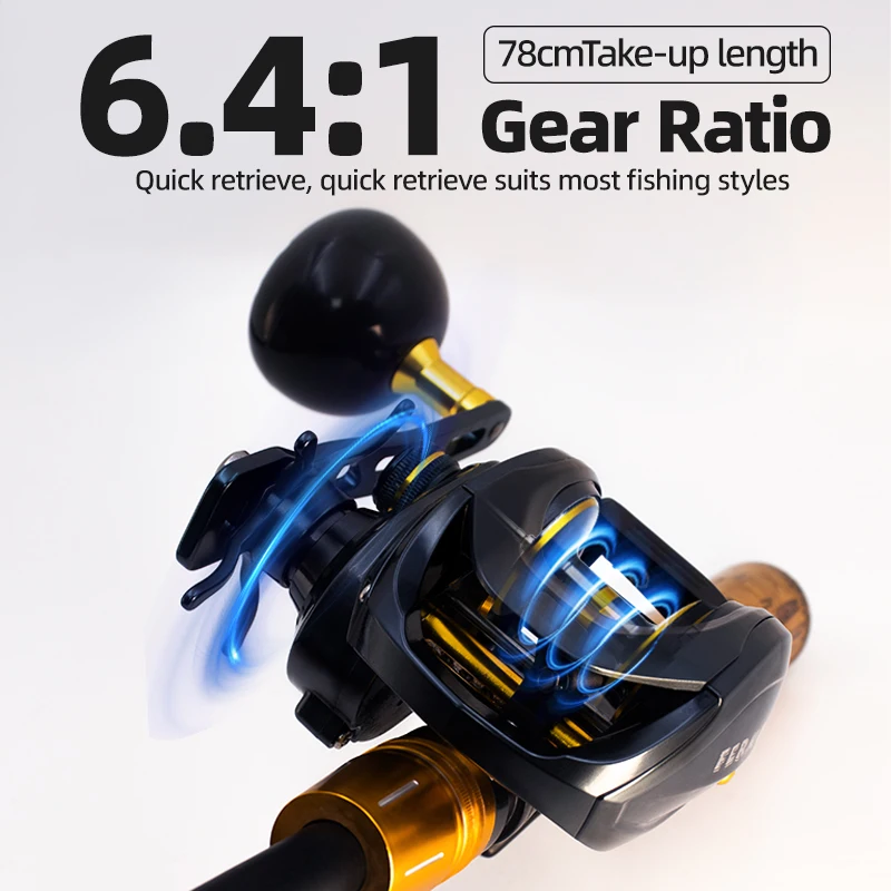 ZYZ carrete de fundición larga, relación de velocidad 6,4: 1, arrastre máximo 15KG, cuerpo de fibra de carbono ultraligero de alta resistencia, rueda de Baitcast para pesca en el mar - imagen 3