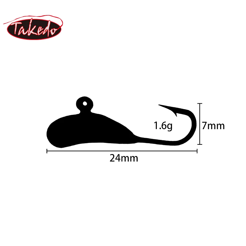TAKEDO Mini anzuelo con cabeza de anzuelo de plomo para señuelo de hielo, plantilla luminosa para invierno, plantillas de pesca, 24mm, 1,6g, 4 unids/bolsa - imagen 5