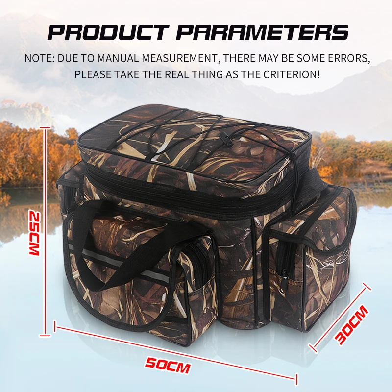 Bolsa de pesca impermeable de nailon, aparejos de pesca multiusos de gran capacidad, bolsos de hombro impermeables de dos capas para exteriores - imagen 4